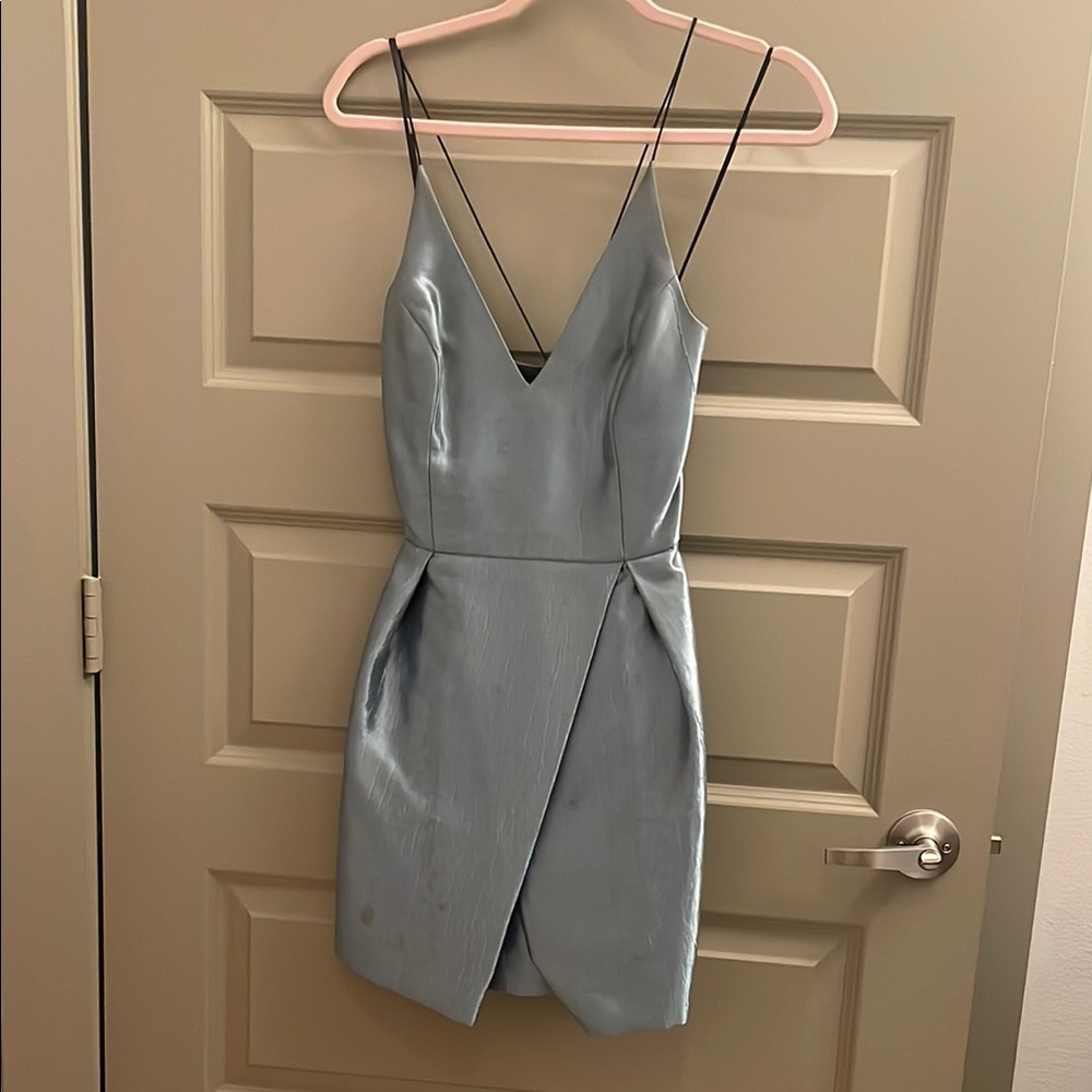 Topshop Blue Sheath Mini Dress V-Neck Sleeveless